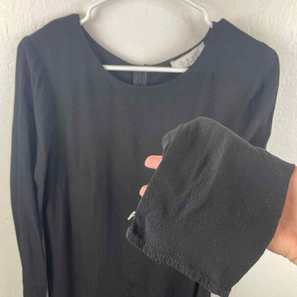 WAYF Nordstrom Black Long Sleeve Staple Dress Sz Large 100% Viscose Made in USA - Picture 6 of 8